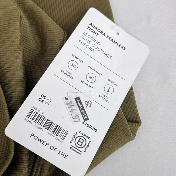 NWT Athleta Aurora Seamless High-Waist Leggings Ribbed Crop Olive Green Women XS - Picture 8 of 13